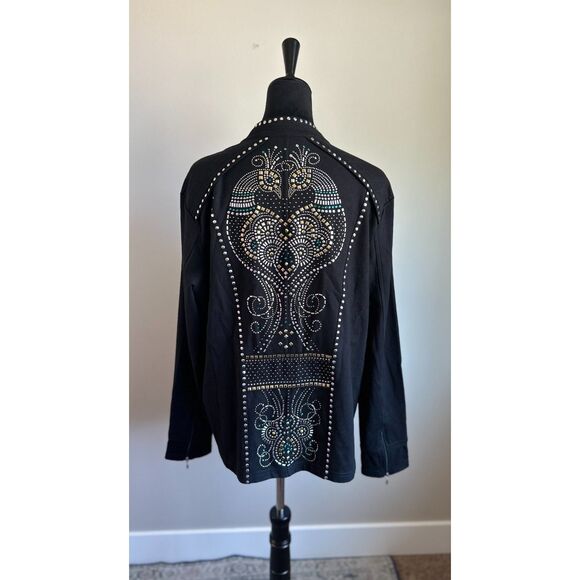 Crystaline by Mango Tango Swarovski Crystal Peacock Motif Western Jacket Size XL - Picture 2 of 7